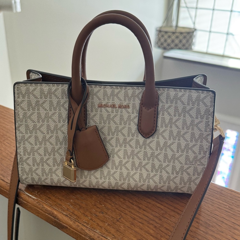Michael Kors Scarlet extra small Tan and Cream Satchel